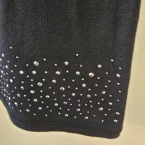 Justice Kids Girls Size 10 Fitted Black Muscle Tank Top Studded Bling Scoop Neck - Picture 3 of 7